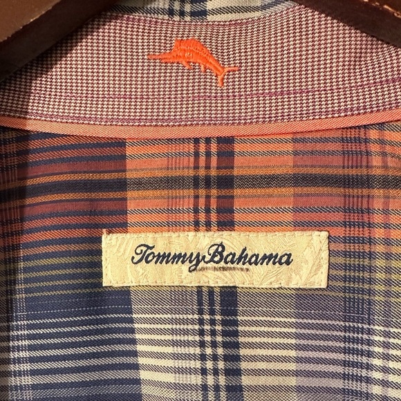 TOMMY BAHAMA Men’s XXL Long Sleeve Cotton Silk Blend Blue Pk Plaid Resort CLEAN - Picture 4 of 12